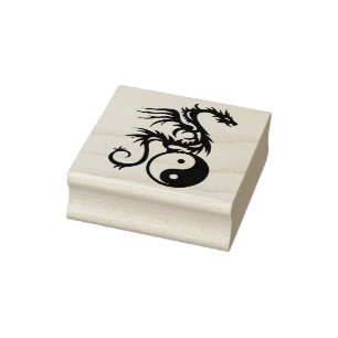 Carimbo De Borracha Dragão de Yin & de Yang + suas ideias
