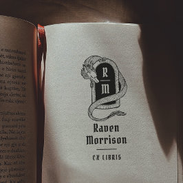 Carimbo De Borracha Dragão Místico Gótico Ex-Livro Libris