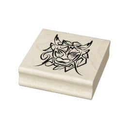 Carimbo De Borracha Dragão Tribal Negro e Branco