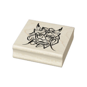 Carimbo De Borracha Dragão Tribal Negro e Branco