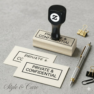 Carimbo De Borracha Duas Linhas PERSONALIZADAS PRIVADO & CONFIDENCIAL