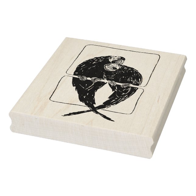 Carimbo De Borracha Duas Parrots Wood Art Stamp (Carimbo)