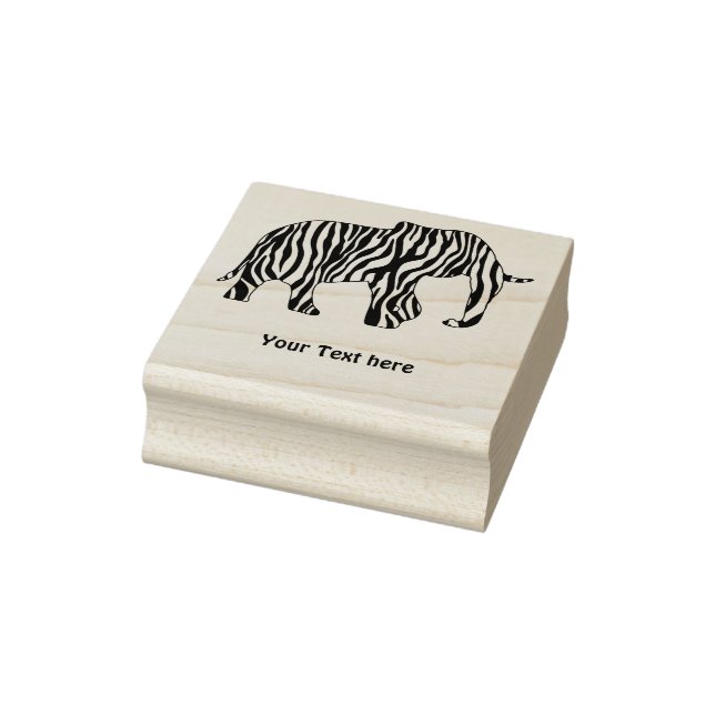 Carimbo De Borracha Elefante com Zebra Stripes + suas ideias (Carimbo)