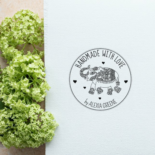 Carimbo De Borracha Elefante Indiano, Feita À Mão Com Amor, (Criador carregado)