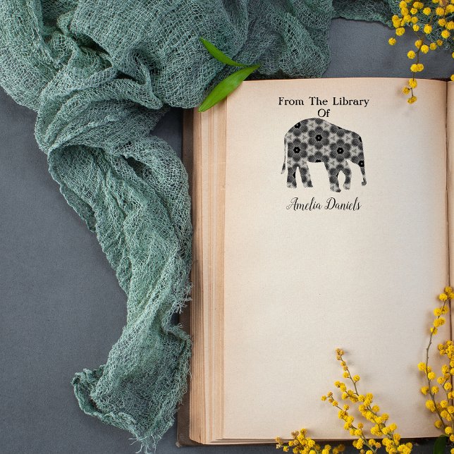 Carimbo De Borracha Elefante Personalizado Da Biblioteca De  (Criador carregado)