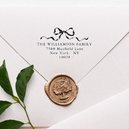 Carimbo De Borracha Elegant Bow Merry Christmas Family Return Address