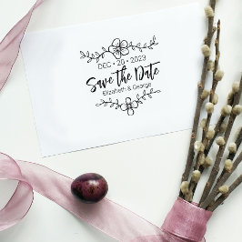 Carimbo De Borracha Elegant Flower Save the Date Wedding 