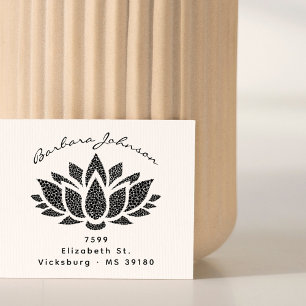 Carimbo De Borracha Elegant Lotus Flower Custom Name Return Address 