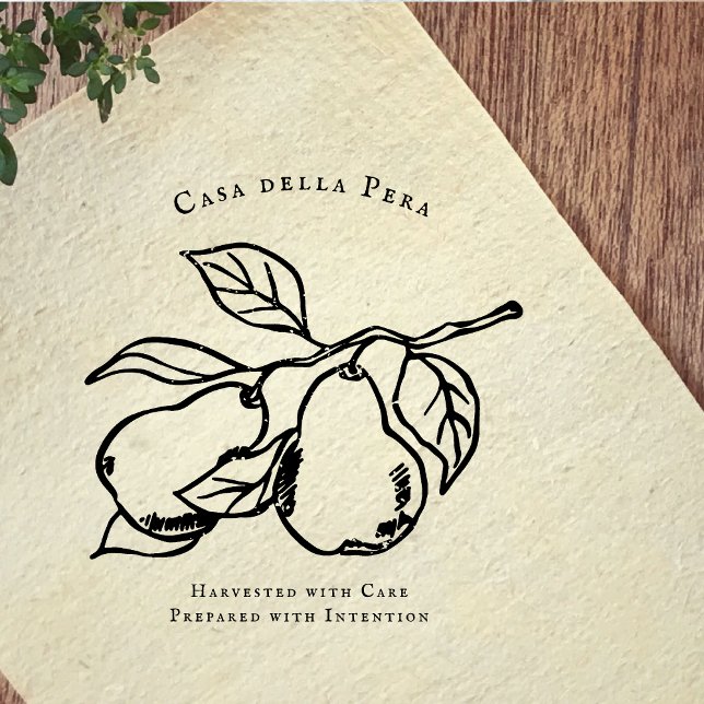 Carimbo De Borracha Elegant Orchard Pear Illustration Rubber Stamp (Criador carregado)