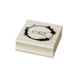 Carimbo De Borracha Elegant Peach Sparkle Wedding Script Calligraphy