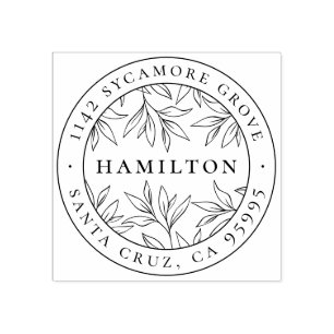 Carimbo De Borracha Elegante Botânico Deixa Endereço de Devolução do S