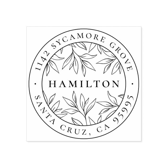 Carimbo De Borracha Elegante Botânico Deixa Endereço de Devolução do S (Impressão)