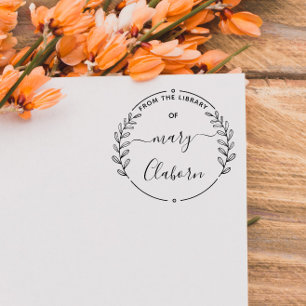 Carimbo De Borracha Elegante Clássico Deixa Livro Da Biblioteca De