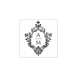 Carimbo De Borracha Elegante Crista de Casamento Monograma Vintage 2 I