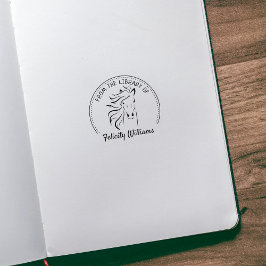 Carimbo De Borracha Elegante Da Biblioteca De, Livro De Cavalos