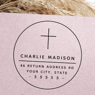 Carimbo De Borracha Elegante de trama redonda Endereço de retorno cris