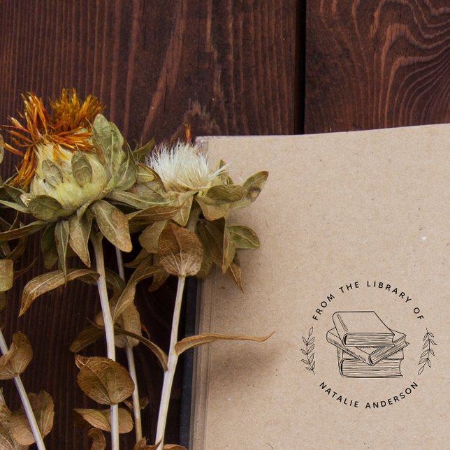 Carimbo De Borracha Elegante Deixa Personalizado Da Biblioteca De (Criador carregado)