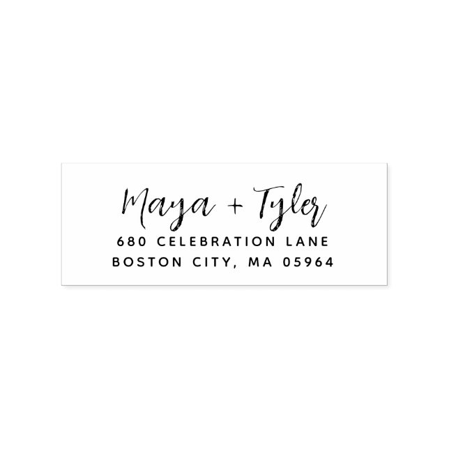 Carimbo De Borracha Elegante Endereço Manuscrito Moderno (Impressão)