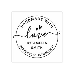 Carimbo De Borracha Elegante feito à mão com amor pelo seu nome borr