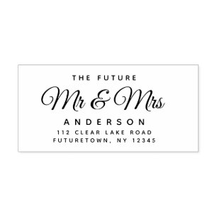Carimbo De Borracha Elegante Future Mr e Mrs Return Address Script