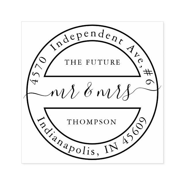 Carimbo De Borracha Elegante Future Sr. e Sra. Calliographic Typografi (Impressão)