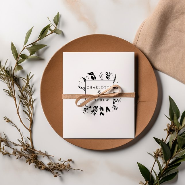 Carimbo De Borracha Elegante, Monograma, Folha de Arte de Linha, Casam (Criador carregado)