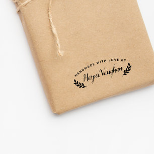 Carimbo De Borracha Elegante Personalizado Feito à Mão Com Amor Por