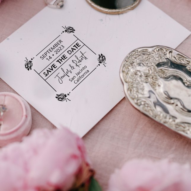 Carimbo De Borracha Elegante Salvar o Casal de Data (Criador carregado)