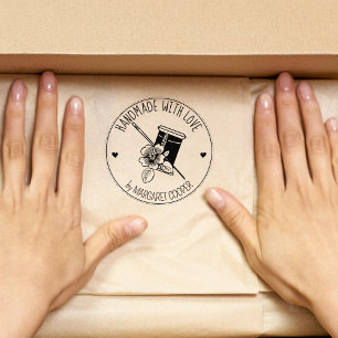 Carimbo De Borracha Elegante Sewing Floral Feita com amor,