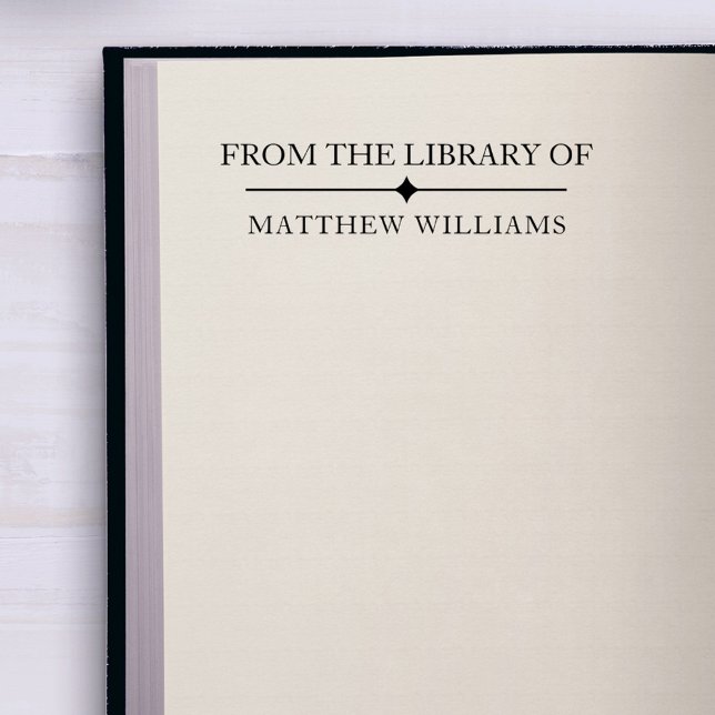 Carimbo De Borracha Elegante Simples Da Biblioteca De Nome Personaliza (Criador carregado)