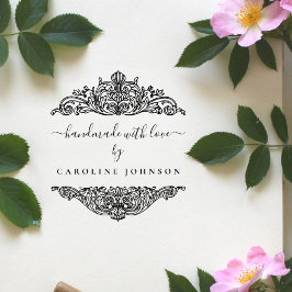 Carimbo De Borracha Elegante Vintage Botanica Feita À Mão Com Amor Per