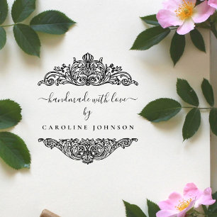 Carimbo De Borracha Elegante Vintage Botanica Feita À Mão Com Amor Per