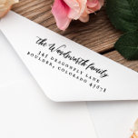 Carimbo De Borracha Elegante Vintage Calliographic Endereço de Devoluç<br><div class="desc">Um endereço de retorno inspirado em vintage, carimbo de madeira com seu nome de família em letras elegantes de script, com seu endereço residencial ou detalhes de contato abaixo em maiúsculas de serifa rústicas. Todo o texto é editável com a ferramenta de personalização fácil de usar do Zazzle. Este é...</div>