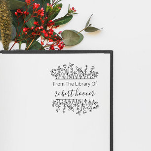 Carimbo De Borracha Elegante Vintage Floral Da Biblioteca De