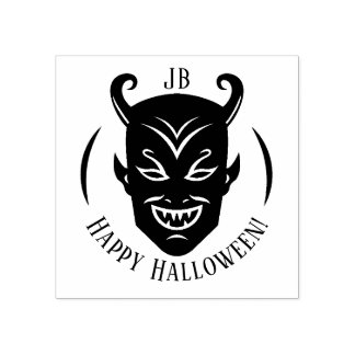 Carimbo De Borracha Emblema de Monograma do Diabo de Halloween