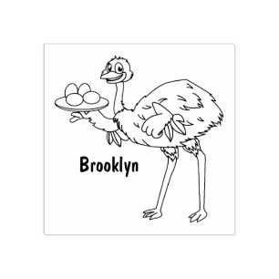 Carimbo De Borracha Emu com ilustração de desenho animado de ovos
