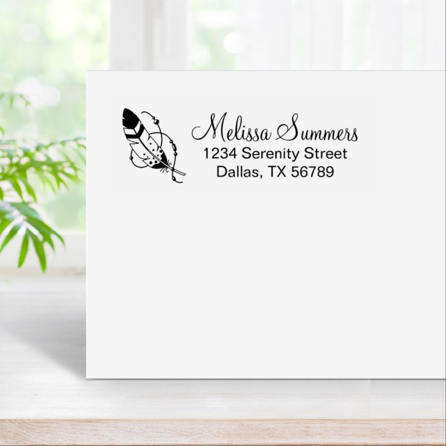 Carimbo De Borracha Endereço Amulet de Boho Tribal do Feather Miçanga (Criador carregado)