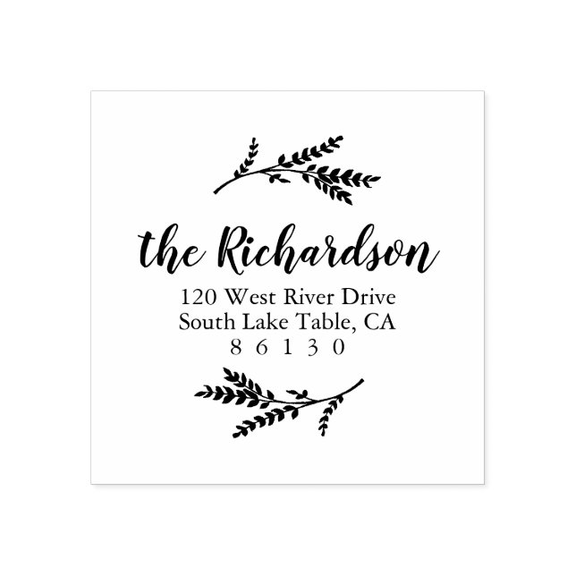 Carimbo De Borracha Endereço Botânico Rustic Return Autoinking (Impressão)