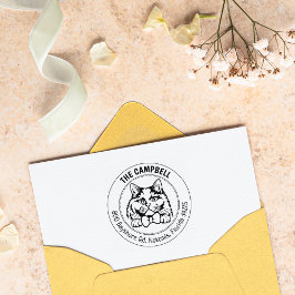 Carimbo De Borracha Endereço britânico de devolução de gatos de longo 