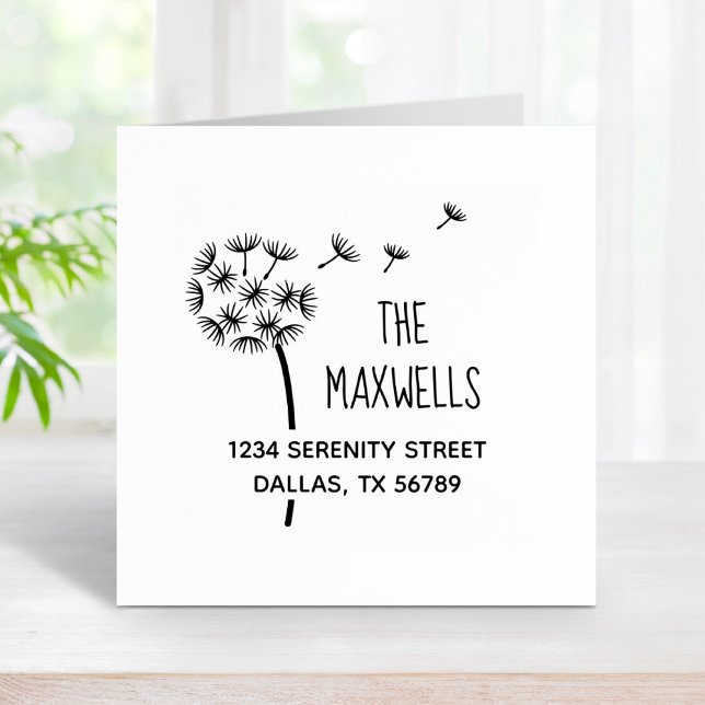 Carimbo De Borracha Endereço da Família de Paraquedas Flores Dandelion (Criador carregado)
