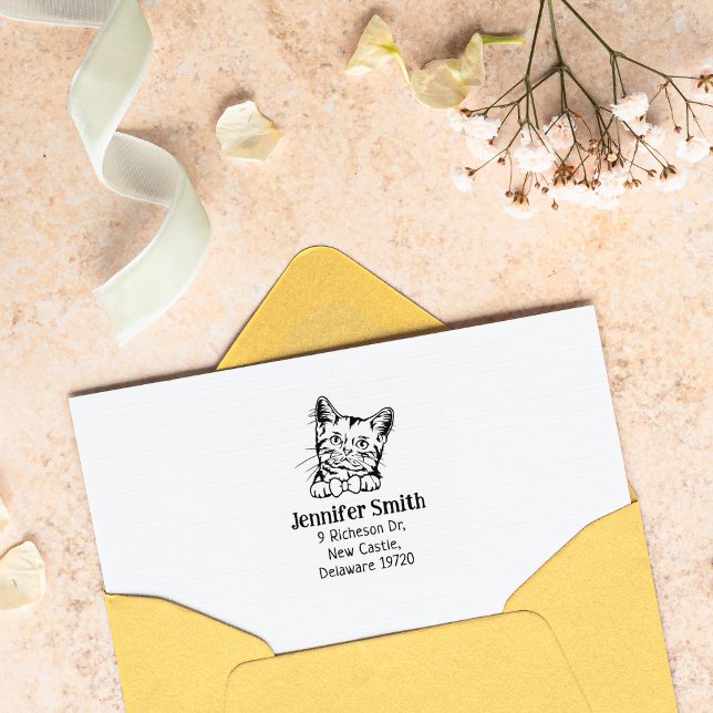 Carimbo De Borracha Endereço de devolução Cat American Personalizado (Criador carregado)