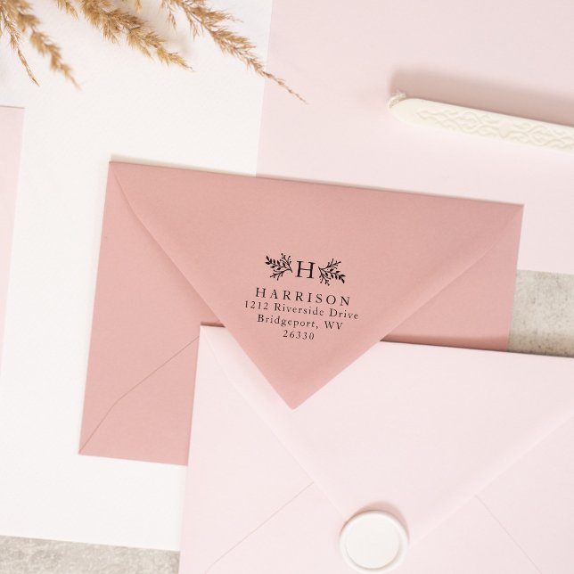 Carimbo De Borracha Endereço de devolução com monograma rústico (Criador carregado)