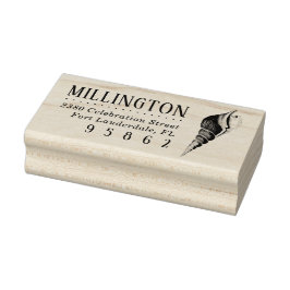 Carimbo De Borracha Endereço de devolução da casca do mar desenhada ma