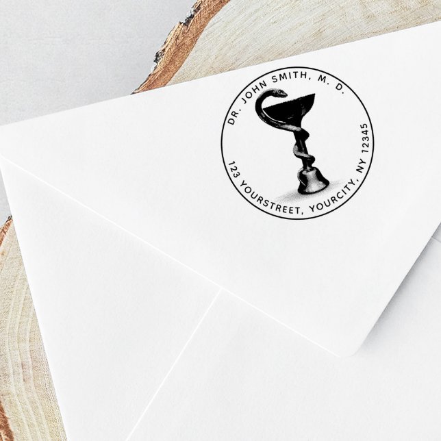 Carimbo De Borracha Endereço de devolução da Cobra Médica Bowl Hygieia (Criador carregado)