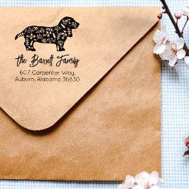 Carimbo De Borracha Endereço de devolução da família Basset Hound Deco