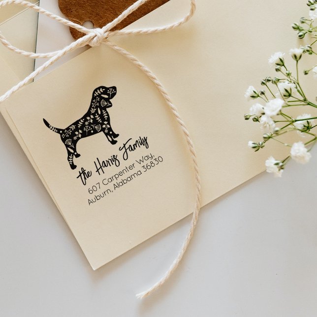 Carimbo De Borracha Endereço de devolução da família Beagle decorada (Criador carregado)