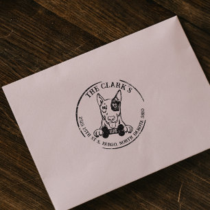Carimbo De Borracha Endereço de devolução da família Bull Terrier