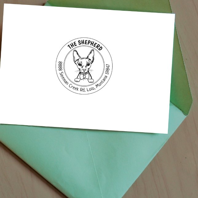 Carimbo De Borracha Endereço de devolução da família Cat Sphinx (Criador carregado)