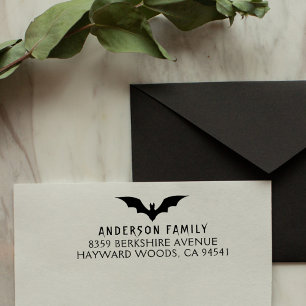 Carimbo De Borracha Endereço de devolução da família Creepy Bat Hallow