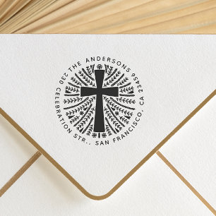 Carimbo De Borracha Endereço de Devolução da Família Cruzada Botânica 